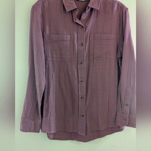Sonoma Mauve Textured Women's Button Up Shirt